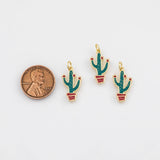 18K Gold PVD Cactus Charm 10x19mm Charm s White Gold Charms - Tarnish Resistant