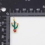 18K Gold PVD Cactus Charm 10x19mm Charm s White Gold Charms - Tarnish Resistant