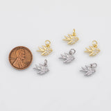 18K Gold PVD Bird Charm 9x13mm Charm s White Gold Charms - Tarnish Resistant