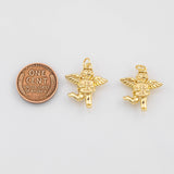 18K Gold PVD Japanese Cupid Valentine's Day 21x20mm s Gold Charms - Tarnish Resistant