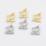 18K Gold PVD Heart Mom Charm 14x16mm Charm s White Gold Charms - Tarnish Resistant