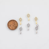 18K Gold PVD Key Charm 5x14mm Charm s White Gold Charms - Tarnish Resistant