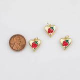 18K Gold PVD Strawberry fruit heart charm - Tarnish Resistant