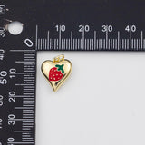 18K Gold PVD Strawberry fruit heart charm - Tarnish Resistant
