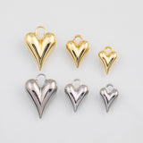 18K Gold PVD Heart3D Charm 3 Size Bar s Gold Charms - Tarnish Resistant
