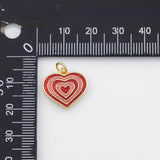 18K Gold PVD Heart Charm 16mm Bar s Gold Charms - Tarnish Resistant