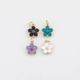 18K Gold PVD Flower Charm 10mm Bar s Gold Charms - Tarnish Resistant