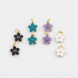 18K Gold PVD Flower Charm 10mm Bar s Gold Charms - Tarnish Resistant