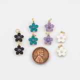 18K Gold PVD Flower Charm 10mm Bar s Gold Charms - Tarnish Resistant