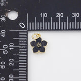 18K Gold PVD Flower Charm 10mm Bar s Gold Charms - Tarnish Resistant