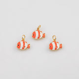18K Gold PVD Fish Charm 11x12mm Bar s Gold Charms - Tarnish Resistant