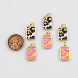 18K Gold PVD Cow Rectangle Charm 10x18mm Bar s Gold Charms - Tarnish Resistant