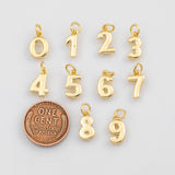 18K Gold PVD Numbers Charm GS charm - Tarnish Resistant