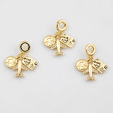 18K Gold PVD Airplane Passport Globe Enamel 14K Pendant, Charm - Tarnish Resistant