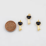 18K Gold PVD Key charm black white enamel charm s Charms - Tarnish Resistant