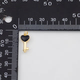 18K Gold PVD Key charm black white enamel charm s Charms - Tarnish Resistant