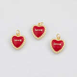 18K Gold PVD Red Enamel Love Charm - Tarnish Resistant