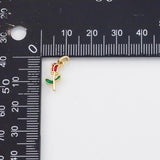 18K Gold PVD Rose Flower Charm Enamel - Tarnish Resistant