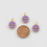 18K Gold pvd Aquarius Wave Enamel Charm - Tarnish Resistant