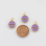 18K Gold PVD Aquarius Wave Enamel Charm - Tarnish Resistant