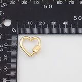 18K Gold PVD Heart Carabiner Screw Clasp 18mm, Carabiner Lock Connector, Spring Push Gate Finding Bracelet - Tarnish Resistant