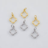 18K Gold PVD Hammered Clover Charm 10mm s Gold Charms - Tarnish Resistant