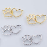 18K Gold PVD Dog Paw Connector Charm 16x27mm Pendant Charms - Tarnish Resistant