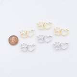 18K Gold PVD Dog Paw Connector Charm 16x27mm Pendant Charms - Tarnish Resistant