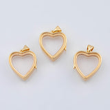 18K Gold PVD Heart locket clear glass crystal container gold gemstone pendant fillable crystal n-581 - Tarnish Resistant