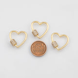 18K Gold PVD e Heart Carabiner Screw Clasp , Carabiner Lock Connector, Spring Push Gate Finding Bracelet - Tarnish Resistant