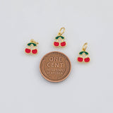 18K Gold PVD Cherry Fruit Charms 8x10mm s White Gold Charms - Tarnish Resistant