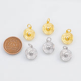 18K Gold PVD Sombrero Mexican Hat Charms 3D 12x14mm s White Gold Charms - Tarnish Resistant