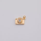 18K Gold PVD Camera Charm Polaroid Selfie 9x12mm - Tarnish Resistant