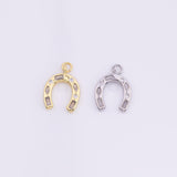 18K Gold PVD Horseshoe Horse Shoe Charm 16x18mm s White Gold Charms - Tarnish Resistant