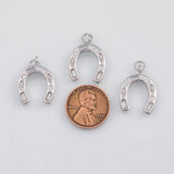 18K Gold PVD Horseshoe Horse Shoe Charm 16x18mm s White Gold Charms - Tarnish Resistant