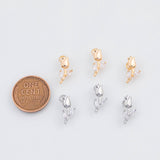 18K Gold PVD Dainty rose flower charm 6x14mm 22k earrings s charm charms - Tarnish Resistant