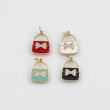 18K Gold PVD Gold Purse Bag Charms, Hbag Pendant,Enamel Hbag Charm - Tarnish Resistant