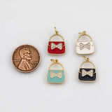 18K Gold PVD Gold Purse Bag Charms, Hbag Pendant,Enamel Hbag Charm - Tarnish Resistant