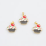 18K Gold PVD Enamel Cupcakes Charm 18mm s White Gold Charms - Tarnish Resistant
