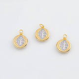 18K Gold PVD Saint Benedict Two Tone San Benito charm - Tarnish Resistant