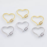 18K Gold PVD Heart carabiner screw clasp 21x25mm pendant charms - Tarnish Resistant