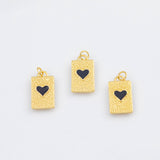 18K Gold PVD Black heart ace of spades enamel charm 11x16mm 22k pendant charms valentine's day - Tarnish Resistant