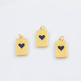 18K Gold PVD Black heart ace of spades enamel charm 11x16mm 22k pendant charms valentine's day - Tarnish Resistant