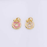 18K Gold PVD Donut Charm 10mm s White Gold Charms - Tarnish Resistant