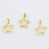 18K Gold PVD Star charm 18mm 22k hammered pendant charms - Tarnish Resistant