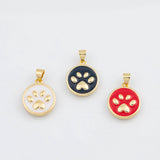 18K Gold pvd Enamel paw print 15mm 22k pendant charms - Tarnish Resistant