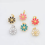 18K Gold PVD Enamel flower daisy charms 12mm 22k pendant charms - Tarnish Resistant