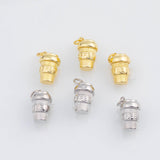 18K Gold pvd Coffee cup charm 10x13mm 22k pendant charms - Tarnish Resistant