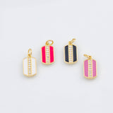 18K Gold PVD Enamel Dog Tag Charm 8x15mm Rectangle 22k Pendant Charms - Tarnish Resistant