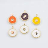 18K Gold PVD Enamel baseball football soccer volleyball basketball sports charm 14mm 22k pendant charms - Tarnish Resistant
